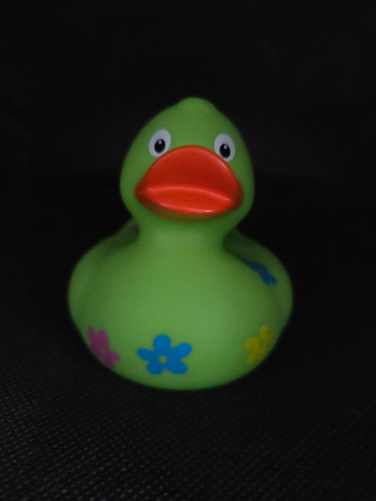 Rubber Duck - Green Duck with Daisies